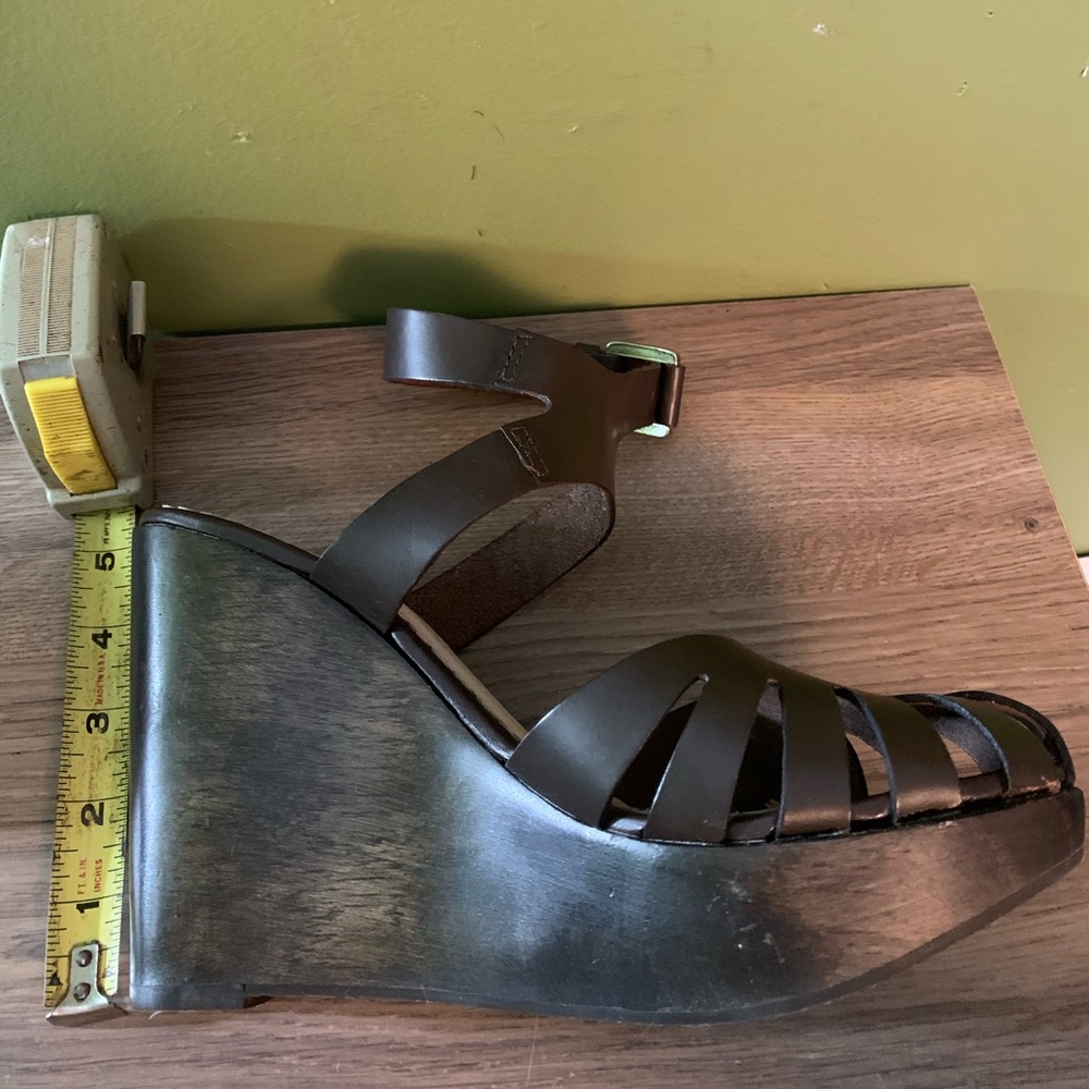 Gorgeous brown leather Mango wedges - Picture 10 of 13